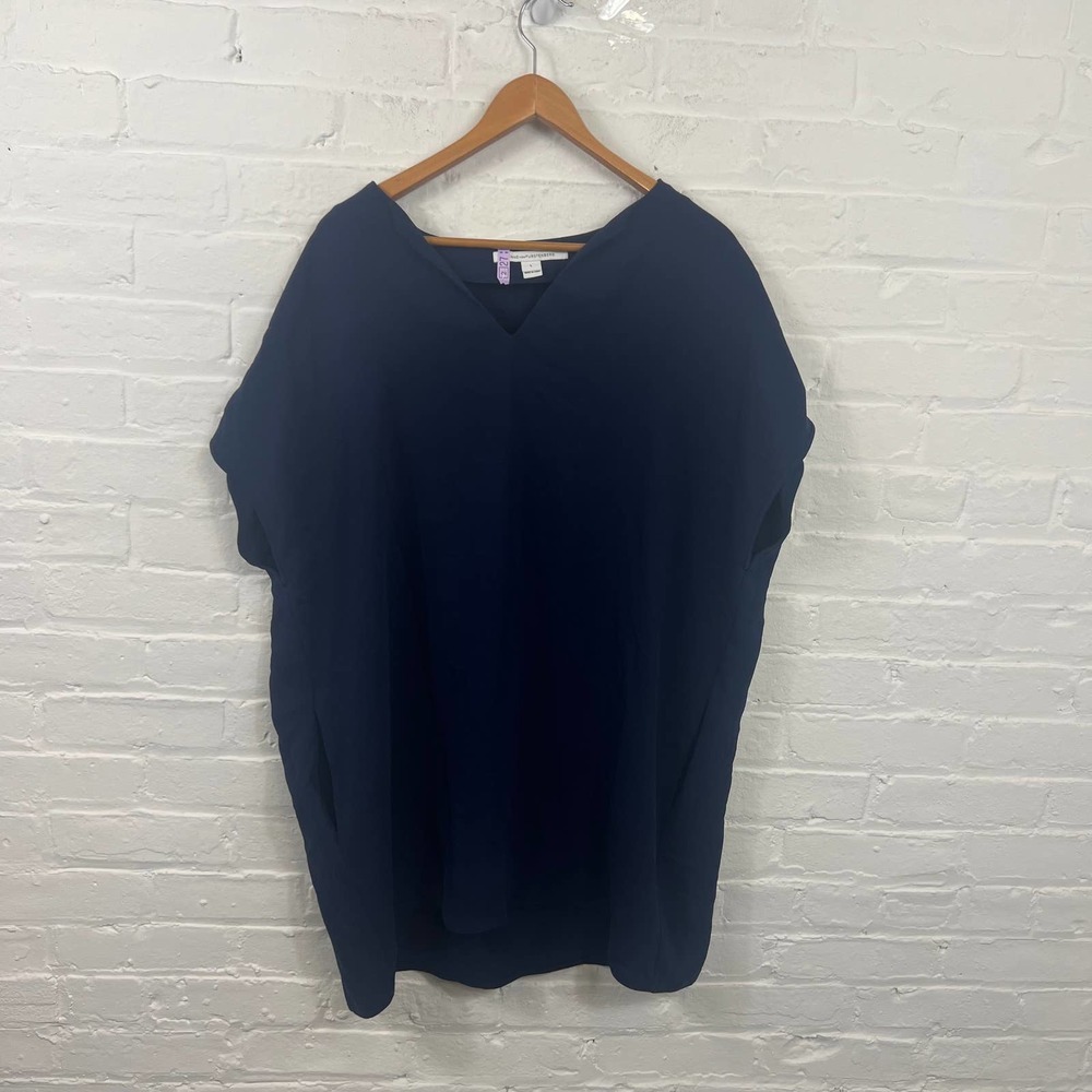 Diane von Furstenberg Women's V-Neck Dress Short Sleeve Blue Size Large